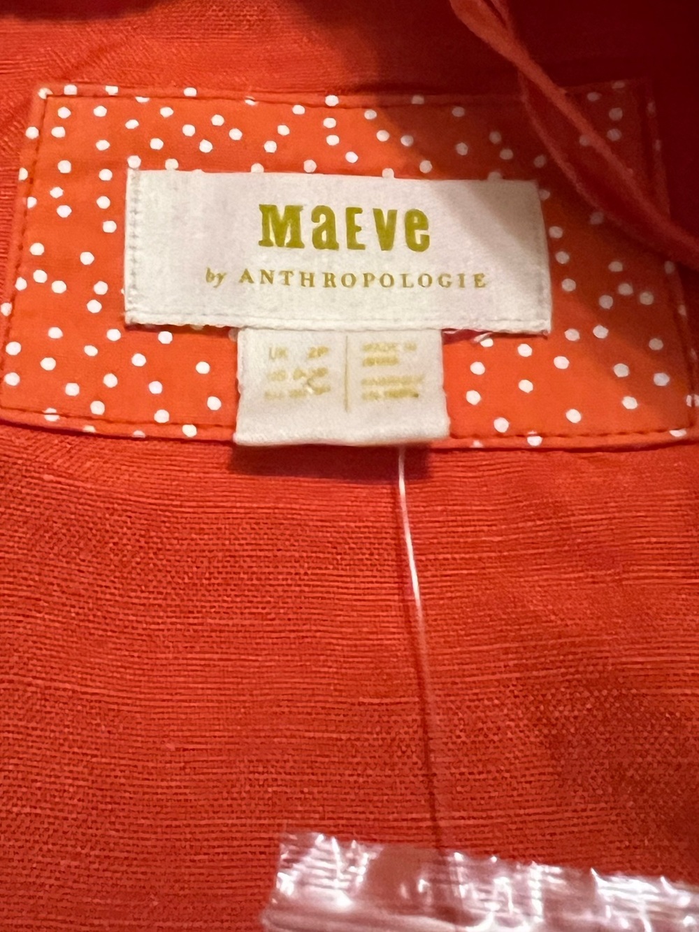 Maeve by Anthropologie Boho Orange Linen Tie Front Button Crop Top Size 00P NWT - Picture 11 of 13
